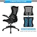 Furmax Mid Back Office Chair Mesh Desk Computer Chair with Flip Arms Swivel Task Chair with Ergonomic Headrest and Lumbar Support (Black)