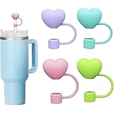 Straw Cover Cap for Stanley Cup, Heart-shaped Straws Topper Compatible with 30&40 Oz Tumbler with Handle,10mm 0.4in Straw Tips Lids for Gifts (4pcs Heart Love Caps for Straws)