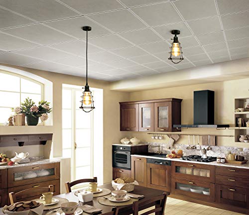 COOLWEST Industrial Pendant Light, Mini Hanging Caged Pendant Light Fixture Adjustable Black Cord for Home Kitchen Vintage Edison Lighting - Thumbnail 6
