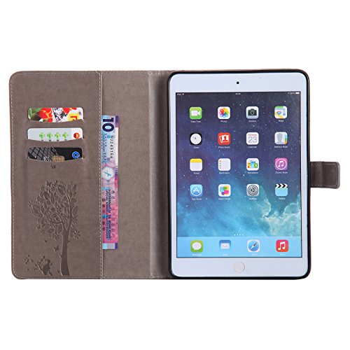 iPad Mini 2 Mini 3 Case, LittleMax(TM) Lightweight PU Leather Flip Stand Embossed Cat & Tree Case Smart Cover with Auto Wake/Sleep for Apple iPad Mini 3/2/1 [One Free Stylus Pen]-#2 Gray - Thumbnail 7