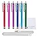 The Friendly Swede Micro-Knit Stylus Pen for Touchscreen — 6-Pack Hybrid Fiber Tip Universal Capacitive Stylus Pen for iPad; Lanyards & Cleaning Cloth - Hot Pink/Aqua Blue/Green/Dark Blue/Red/Purple