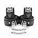 VP Leather Berlin Lockable Wrist and Ankle Cuffs Combo Handmade Lambskin Leather Handcuffs and Leg Cuffs (Black)