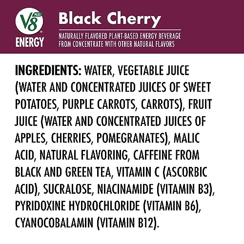 V8 ENERGY BLACK CHERRY ENERGY DRINK, 8 FL OZ CAN (6 PACK)