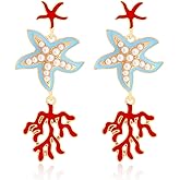 Aksod Sea Drop Earrings Funny Shell Star Fish Earrings Dangle Trendy Summer Beach Earring Cute Ocean Animal Earring Jewelry for Women