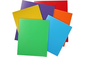 Cesil Plastic Folders with Pockets (6 Pack, Assorted Colors), Durable Heavy Duty File Folders with Business Card Slot, 2-Pock