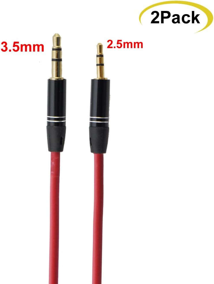 MMNNE 2Pack 8INCH 2.5mm Male to 3.5mm Male Stereo Audio Cable Aux Cable Metal Connector