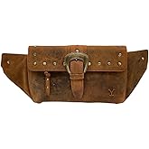 Myra Bag Western Leather Fanny Pack for Women - Officially Licensed Yellowstone Studded Belt Bag - Amber
