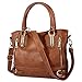 Vbiger Leather Handbags For Women Large Capacity Zipper Tote Bag (Brown)