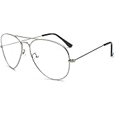 EYLRIM Blue Light Aviator Glasses for Women Men Metal Pilot Frame Clear Lens Computer Eyeglasses