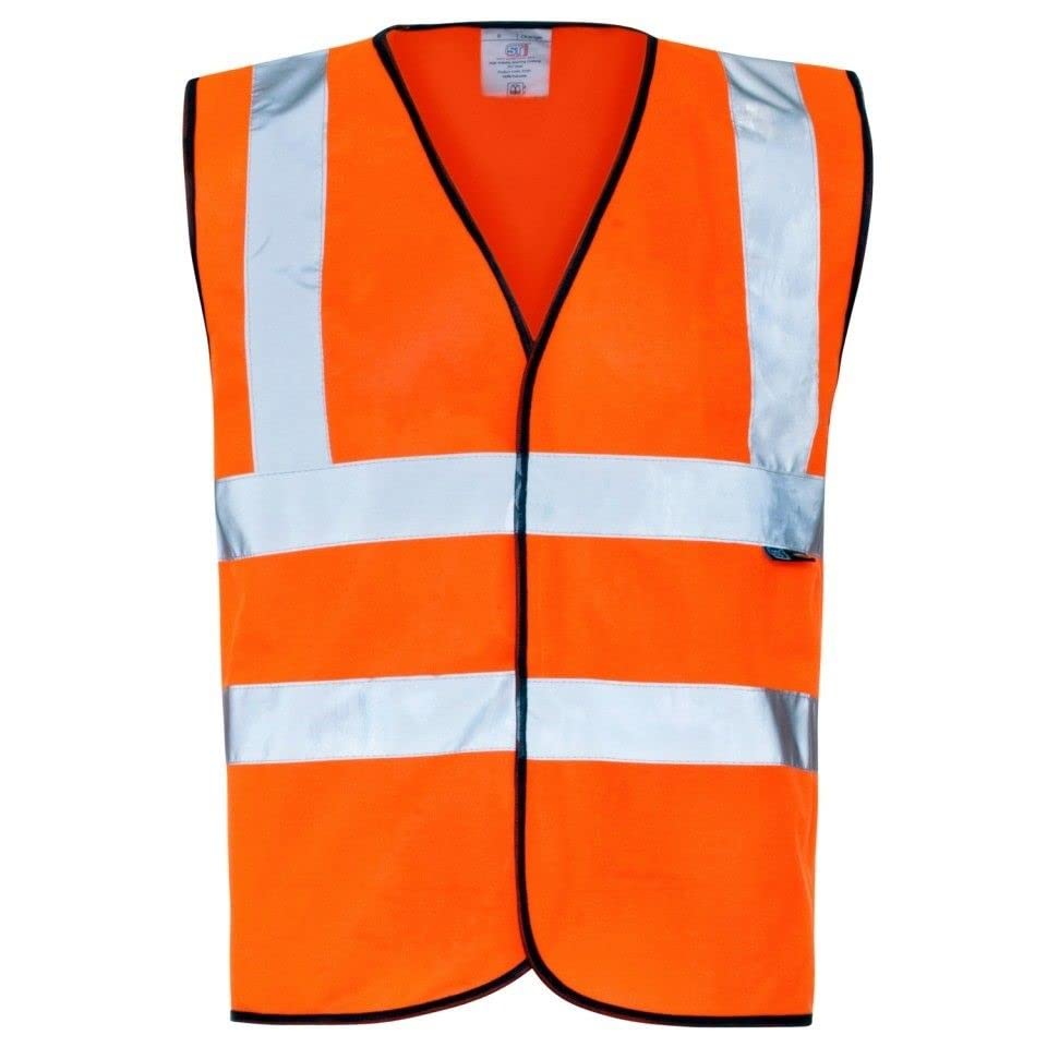 W&B Hi Vis Jacket high vis Reflective Safety Vest High Visibility hi viz vis Executive Waistcoat (XX-Large, Orange)