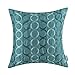 CaliTime Faux Silk Throw Pillow Cover Case for Couch Sofa Home Decor Two-Tone Circles Rings Geometric Chain Embroidered 18 X 18 Inches Teal