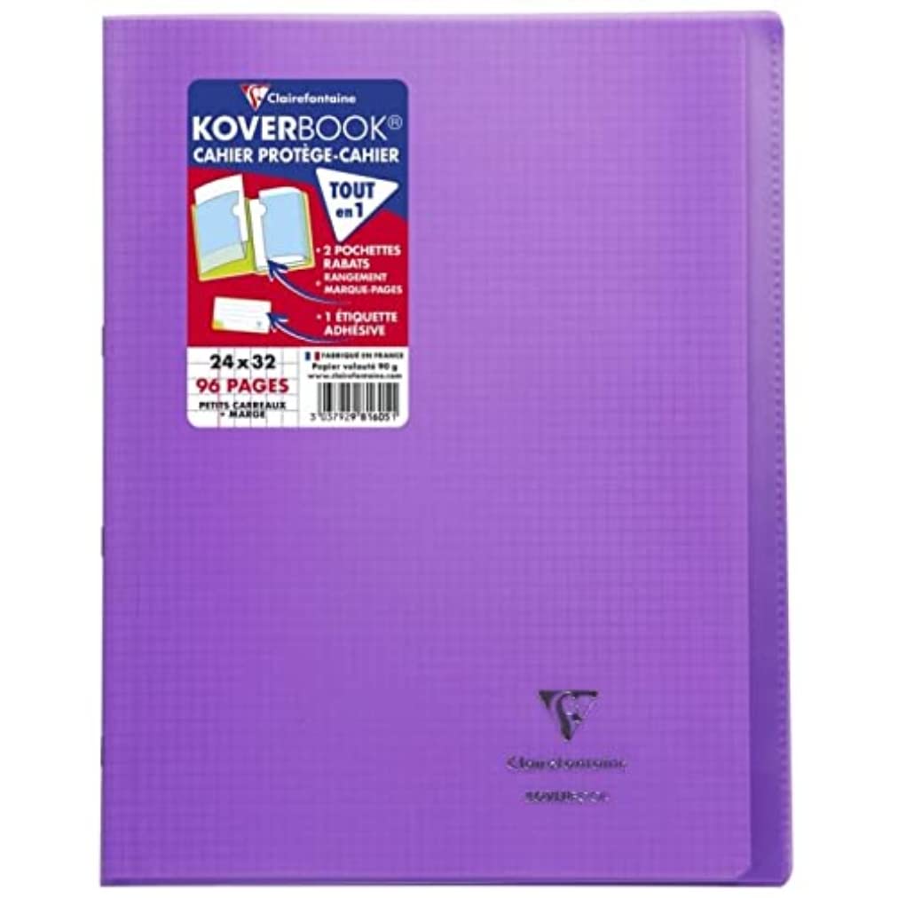 Clairefontaine 981605C A Pack of 10 Stapled Notebooks Koverbook Violets - 24x32 cm - 96 Pages Small Squares with Margin - White Paper 90 g - Polypro Cover — image 1