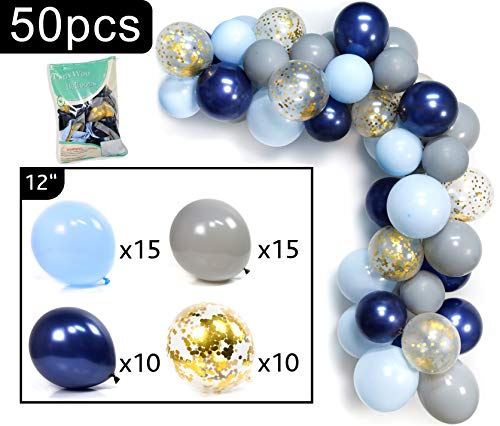 Partywoo Navy Gray Balloons 50 Pcs 12 In Navy Blue Balloons