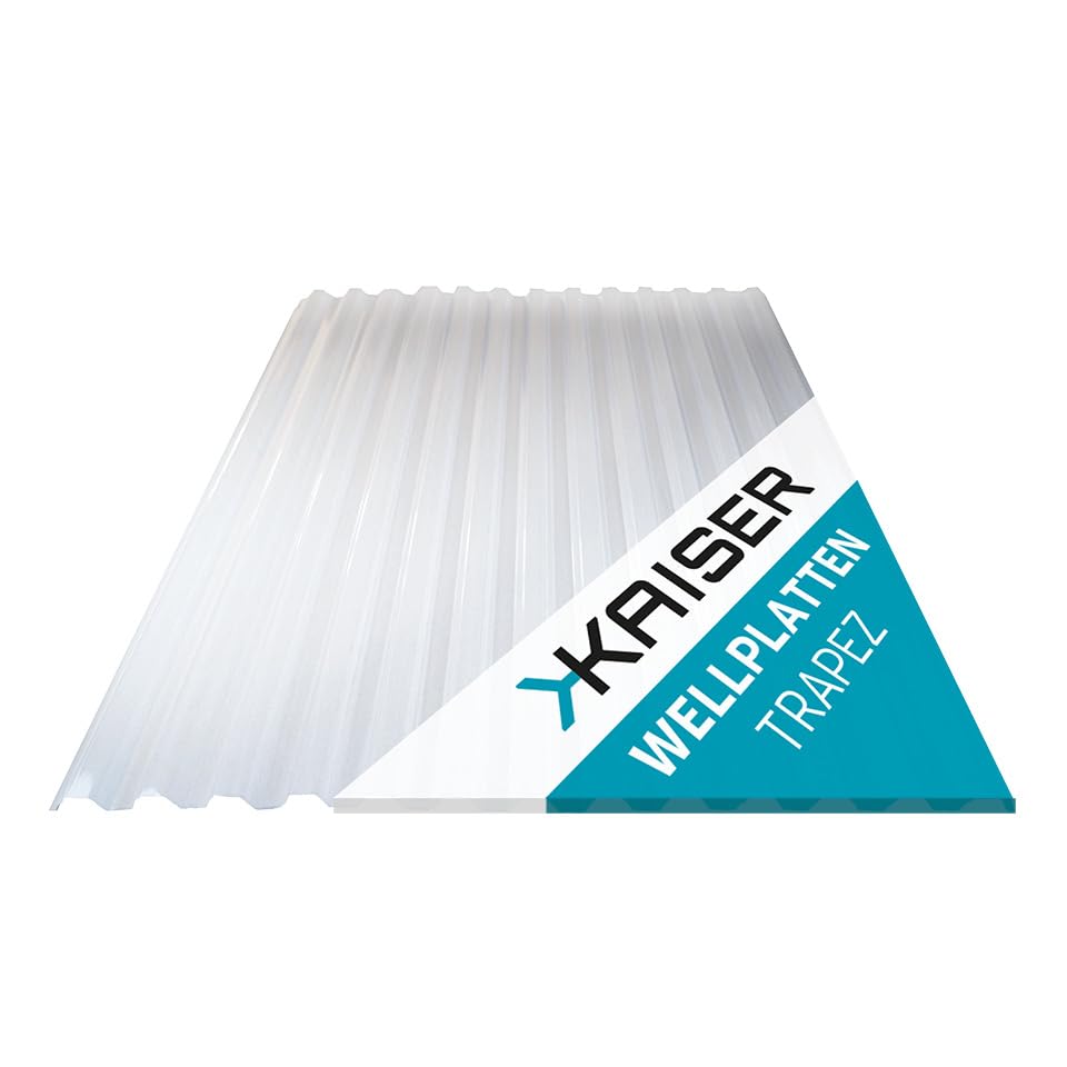 KAISER plastic® corrugated sheet | Xtra Strong (PC) | smooth and clear | trapezoid 76/18-1mm thickness | 90 x 117 cm | 1 piece | Made In Germany