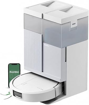 Roomba Plus 416 Combo Robot+AutoWash- 20KPa -Base Multifonction - Lavage et séchage à l'air Chaud des lingettes - LiDAR Clearview - 75 Jours d'autovidage - Accessoires supplémentaires - Blanc