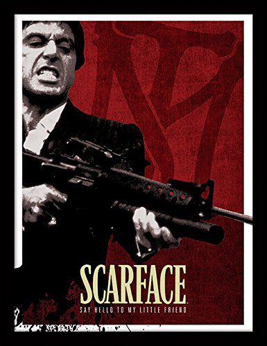 Scarface "Blood Red Framed Print, Multi-Colour, 30 x 40 cm
