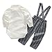 Toddler Infant Boy Grid Rompers Suit Set Long Sleeve Formal Wear with Bowtie Suspender Wedding Clothes White/Grey for 9-12 Months