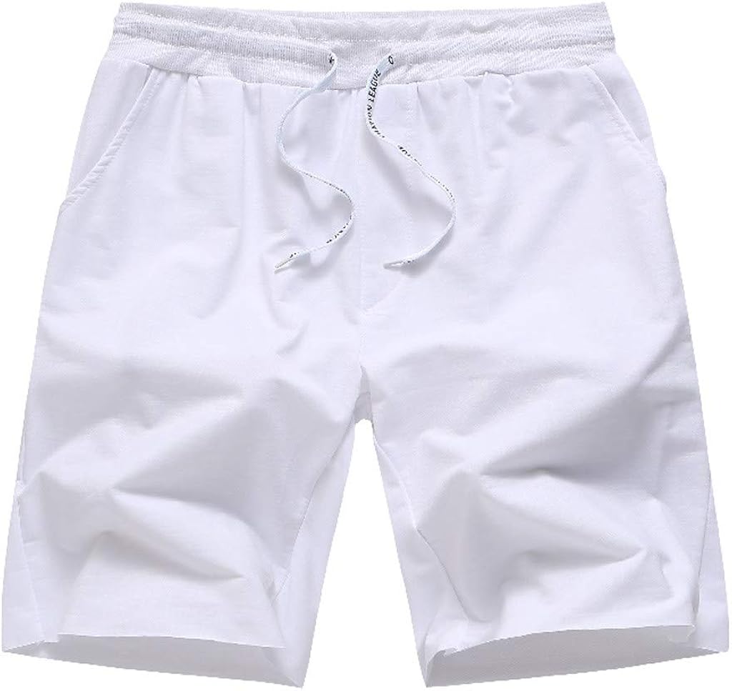 UOFOCO Men's Summer Solid Color Shorts Drawstring Casual Slim Sports Cotton Short Pants at  Men’s Clothing store