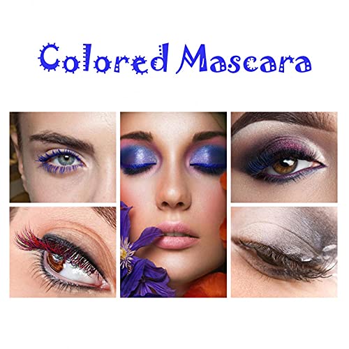 5 Colors 4D Silk Fiber Color Mascara, Female Long-lasting Curling Mascara, Waterproof Thickening And Lengthening Mascara (Blue)