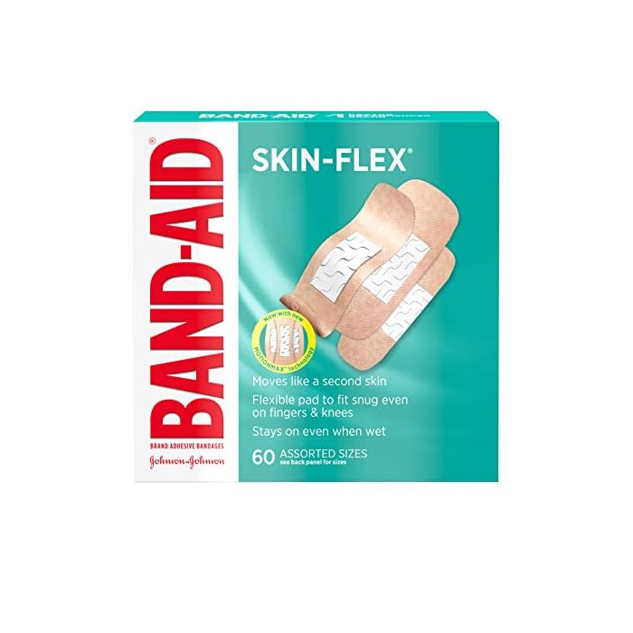 Band-Aid Brand Skin-Flex Adhesive Bandages for First Aid & Wound Care of Minor Cuts, Scrapes & Burns, Flexible Sterile…