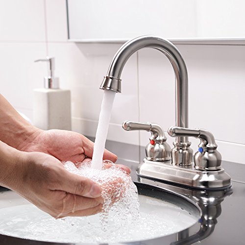 VCCUCINE Commercial Contemporary Brushed Nickel Two Handle Bathroom Sink Faucet, Without Included Pop Up Drain and Hot & Cold Water Hose - Thumbnail 5