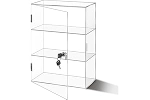 JIAOHENANZE 3 Shelf Acrylic Display Case with Lock，Clear Acrylic Box ，Retail Display Case for Collectibles，Used to Store Collectibles, Jewelry, valuables, etc.-Safe and Orderly.