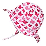 Toddler Sun Hat with Chin Strap, Drawstring Adjust Head Size, Breathable 50+ UPF (M: 9m - 3Y, Butterfly)