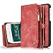 Iphone 8 Plus Leather Wallet Magnetic Phone Case Detachable Protective Case with Card Holder Folio Flip Cover, Red