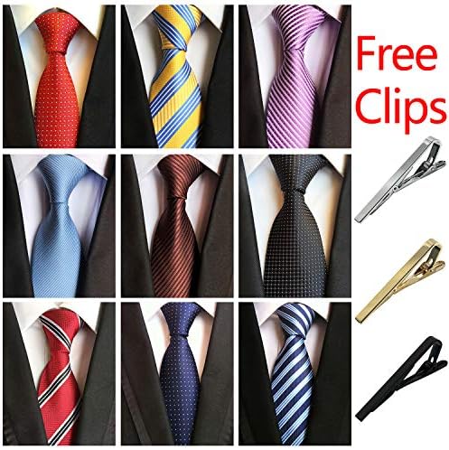 Ties for Men 9pcs Mens Ties and 3pcs Tie Clips Men's Classic Tie NeckTies