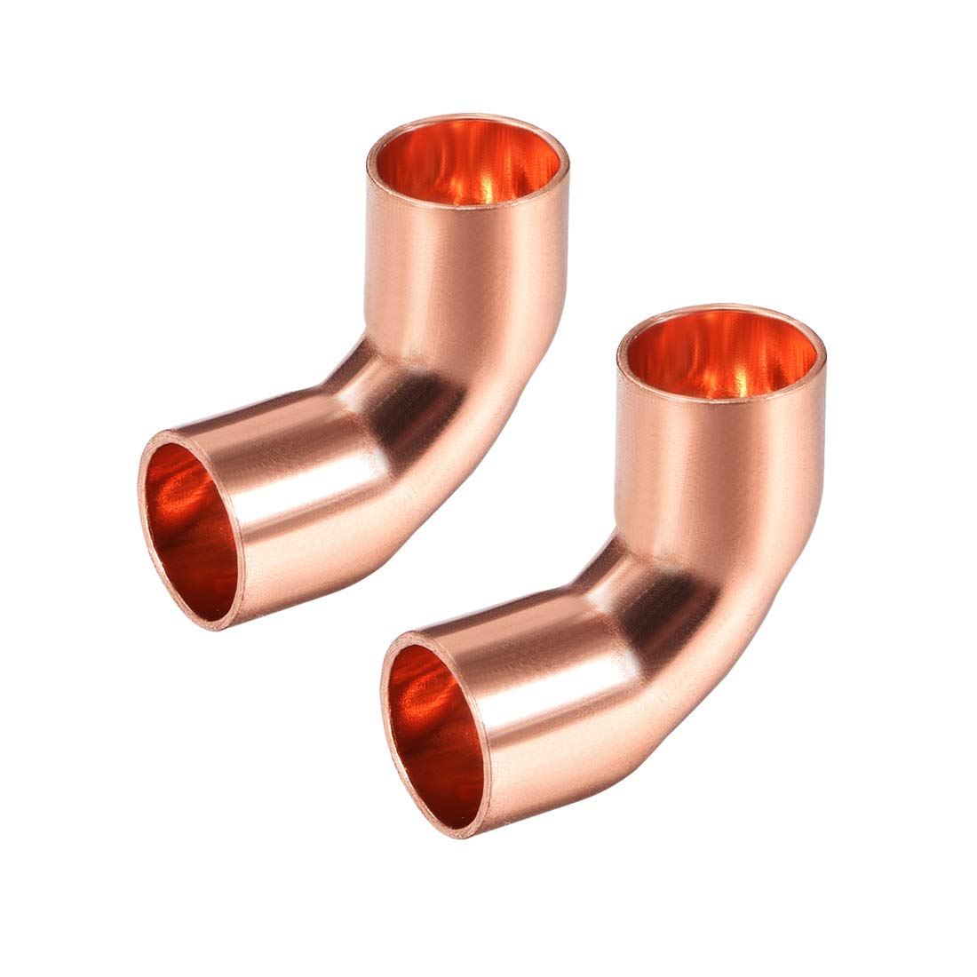 sourcing map 9.53mm ID 90 Degree Copper Elbow Short-Turn Copper Pipe Fitting Connector for Plumbing 2pcs