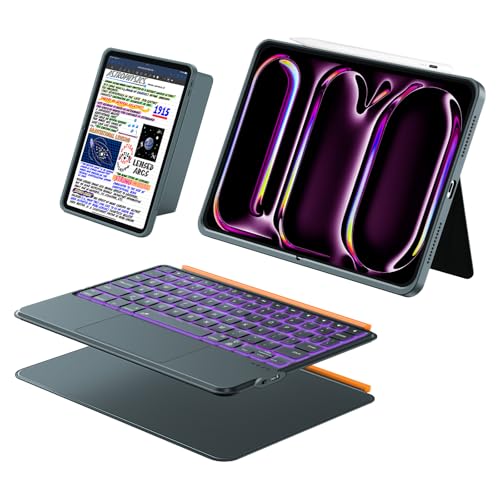 iPad Pro 13-inch Case with Keyboard (M5 2025, M4 2024), Magnetic Detachable Backlit, Multi-Touch Touch Panel, Horizontal/Vertical, 160° Adjustable Stand, Slim Protective Case (Grey)