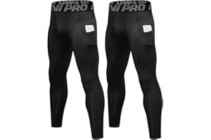 LNJLVI 2 Pack Men's Compression Pants Active Base Layer Tights Workout Running Leggings with Phone Pockets