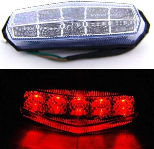 LOOYUAN Universal Clear Lens 10 Red LED Brake Stop Running Rear Tail Light for Motorcycle Standard Sport ATV Quad Dirt Bike