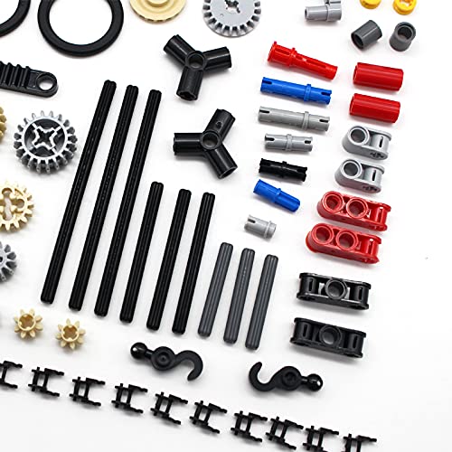 KonHaovF 116PCS Gear and Axle Set for Technic Parts Compatible with with Major Brand Technic Parts, DIY Gears Assortment Pack(Gears Pins Axles Differential New) for Technic Building Blocks Set