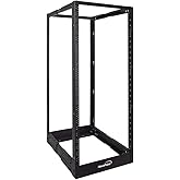 NavePoint 25U 4 Post Server Rack – Open Frame Rack for 19 Inch Equipment, Adjustable Depth 4-Post Network Rack Floor Mount, 25U Server Rack 1322lbs Capacity, Black