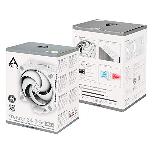 ARCTIC-Freezer-34-Esports-Duo-Ventola-de-CPU-Enfriador-de-CPU-Push-Pull-Motor-Silencioso-Desde-200-hasta-2100-RPM-2-Ventiladores-PWM-120mm-GrisBlanco