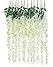 Luyue 3.18 Feet Artificial Silk Wisteria Vine Ratta Silk Hanging Flower Wedding Decor,6 Pieces,(Off-White) primary