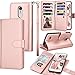 Tekcoo Compatible for LG Fortune/Phoenix 3 / LG Aristo/Risio 2 / LG Rebel 2 LTE /LV3 Wallet Case, Credit Card Slots Carrying PU Leather Folio Flip Cover [Detachable Magnetic Case] Stand -Rose Gold