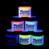 Glominex AH921 Glow in the Dark Body and Face Paint 1oz Jars - Assorted Colors 6ct