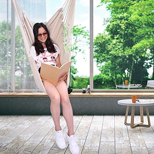 OnCloud Hanging Hammock Chair Porch Swing (Beige)
