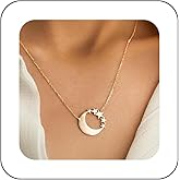 Andelaisi Boho Moon Star Choker Necklace Vintage Crescent Moon Necklace Gold Celestial Moon Star Necklace Adjustable Half Moon Chain Necklace Jewelry for Women