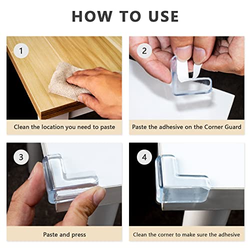 Corner Protector for Baby, Protectors Guards - Furniture Corner Guard & Edge Safety Bumpers - Baby Proof Bumper & Cushion to Cover Sharp Furniture & Table Edges - Clear and Transparent - (16 Pack)