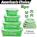 Natural's House Collapsible - Reusable Insulated Food Preserving Storage Silicone Container 8pcs Airtight- BPA Free-FDA|Space Saver Bags