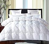 ROSECOSE Luxurious Goose Down Comforter King Size Duvet Insert Pinch Pleat 1200 Thread Count 750+ Fill Power 100% Cotton Shell Hypo-allergenic Down Proof with Tabs (King,White,Pinch Pleat)