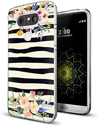 Zebra Case Compatible with LG G5,Gifun [Anti-Slide] and [Drop Protection] Soft TPU Flexible Protective Case Compatible with LG G5 - Colorwater Flowers and Zebra