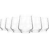 KX-WARE Unbreakable 16-ounce Acrylic Stemless Wine Glasses All Purpose Plastic Tumbler, set of 6 Clear Dishwasher Safe BPA Free Classic Style