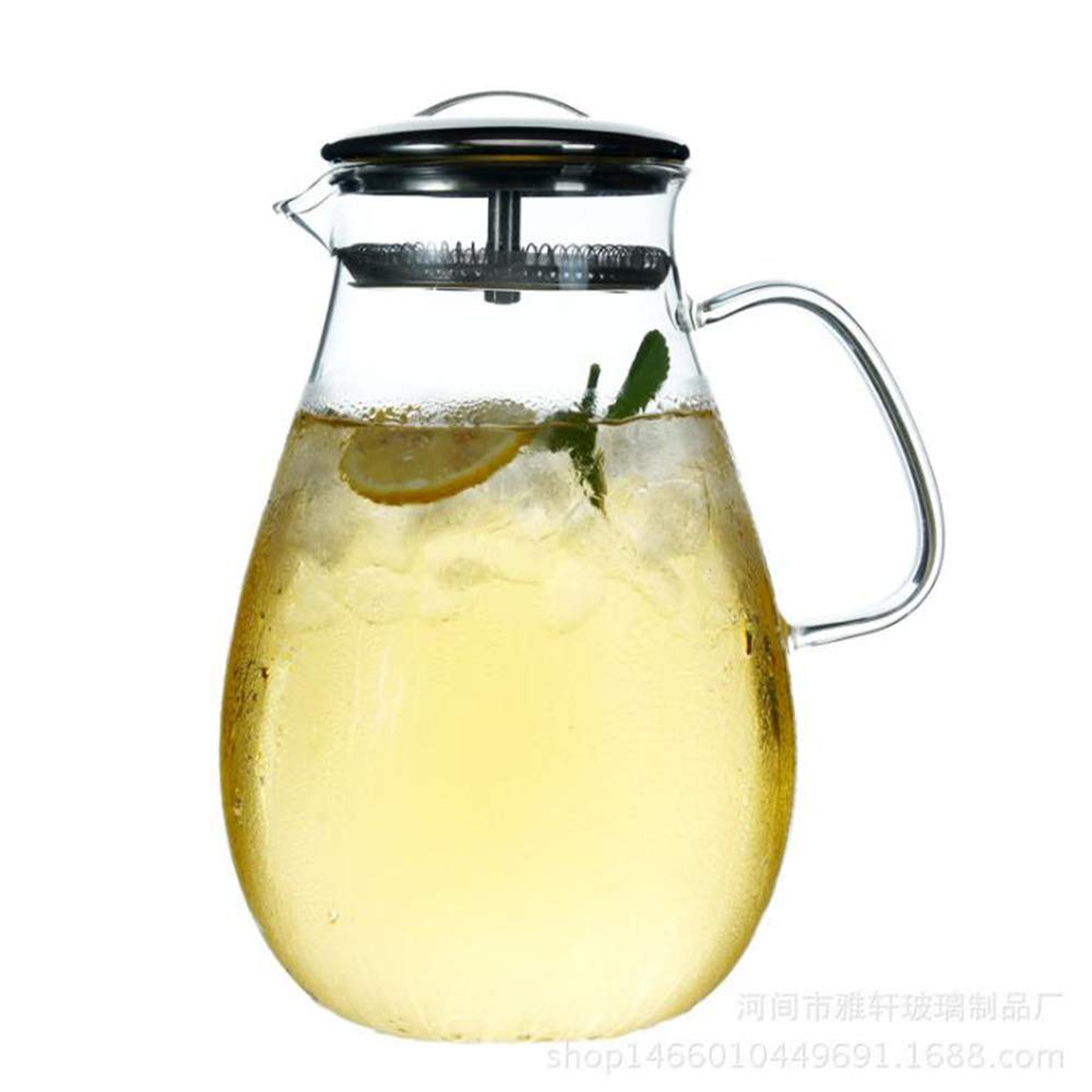 MINGZE Cristal con Tapa Acero Inoxidable Jarras de Vidrio Color ...