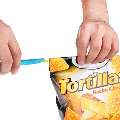 Chip Clips Plastic Bag Sealer Sticks by Kitchen Gadgets - 8 Pack, 4 sizes - Super Easy - Fold the Top of a Bag and Slide On a Bag Sealer Stick - Keeps Food Fresh - Thin, Compact, Reusable, Durable - Thumbnail 2