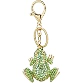 DTSFHTDAL 1PCS Frog Key Ring Metal Rhinestone Keychain Pendant Rhinestone Frog Keychain For Car Keys Wallets Backpacks