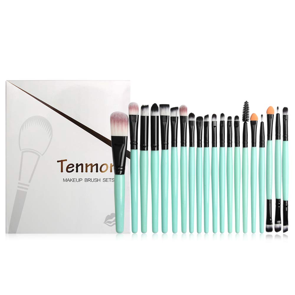 Eye Brush Set, Tenmon 20 Pieces Eyeshadow Eyeliner Blending Crease Kit Makeup Brushes Make Up Foundation Eyebrow Eyeliner Blush Cosmetic Concealer Brushes (Green)